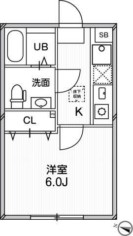 ルクール平和台(1K/2階)の間取り写真