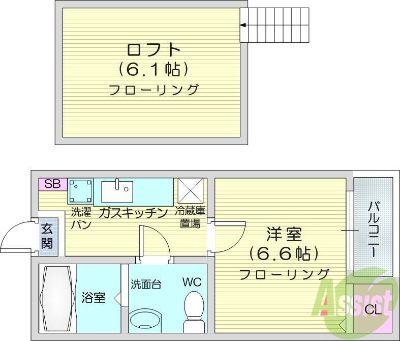 フォレスタ(1K/1階)の間取り写真