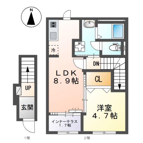 スターテラスII南田町(1LDK/2階)の間取り写真