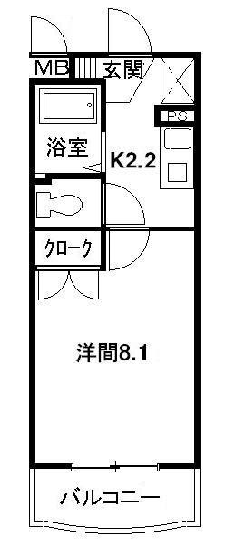 あぷと文丘(1K/2階)の間取り写真