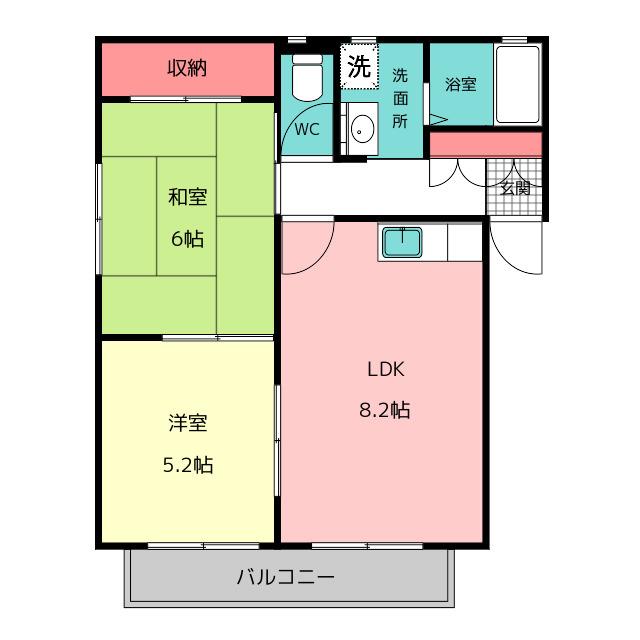 パセオグリーン(2LDK/1階)の間取り写真