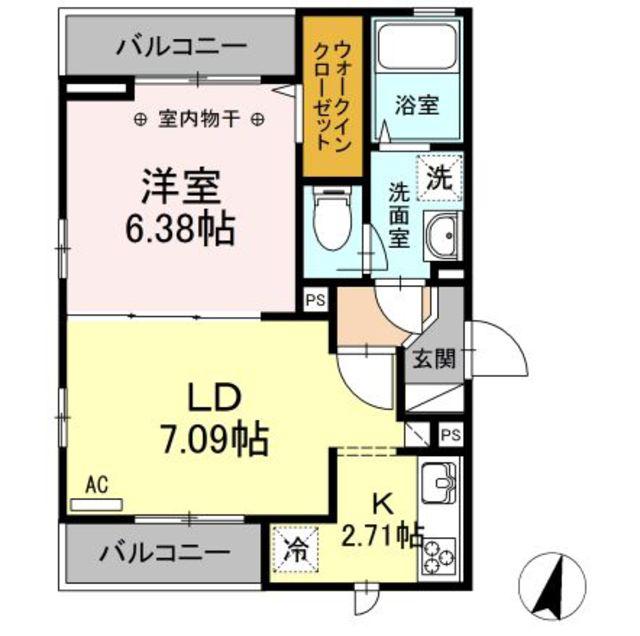 フォンテーヌ(1LDK/2階)の間取り写真