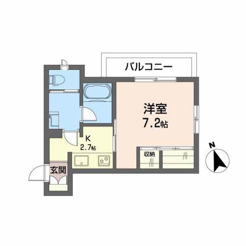 クラーション山河(1K/3階)の間取り写真