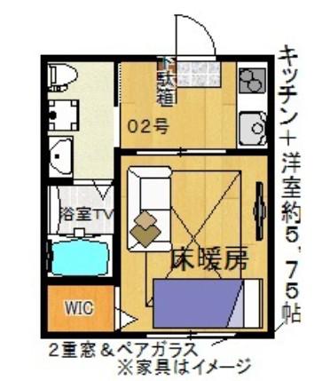 京急本線 生麦駅 徒歩3分 3階建 築15年(1K/2階)の間取り写真