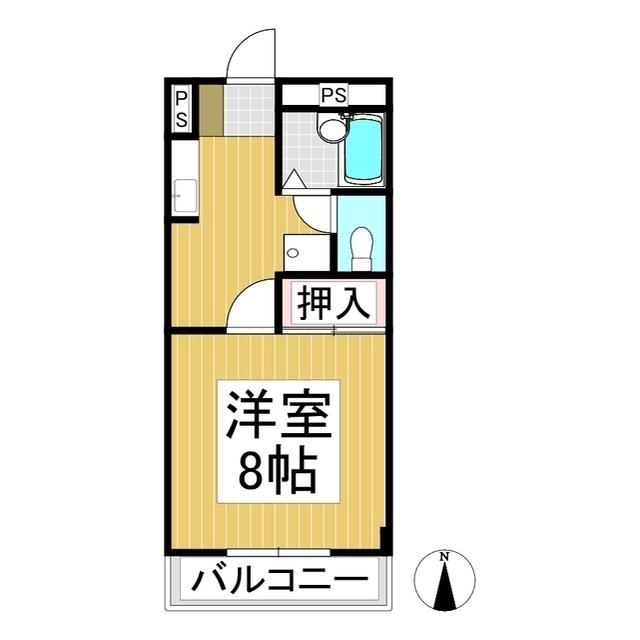 サンフラワーB棟(1K/2階)の間取り写真