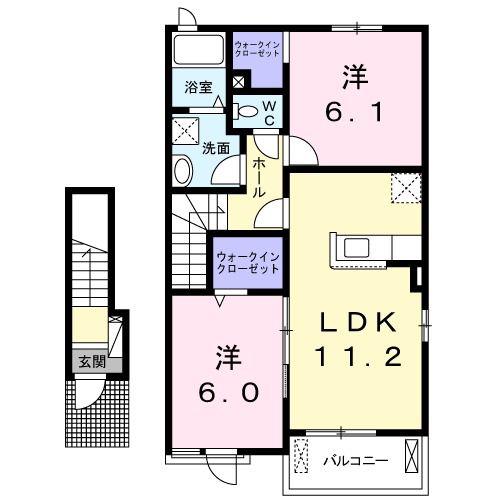 エトワール II(2LDK/2階)の間取り写真