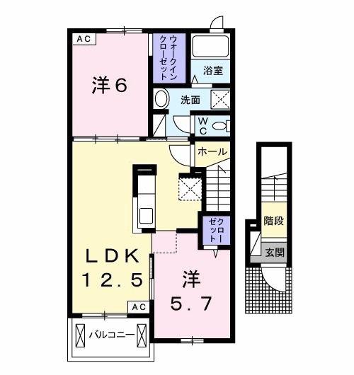 サンシャインV(2LDK/2階)の間取り写真