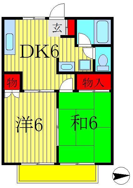 クラップ・コティ(2DK/1階)の間取り写真