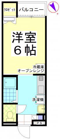 グリーンヒルズ335(1K/3階)の間取り写真