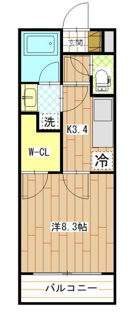 メゾン ド アンジュ(1K/2階)の間取り写真