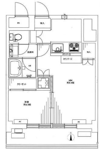初台ハイツ(1LDK/11階)の間取り写真