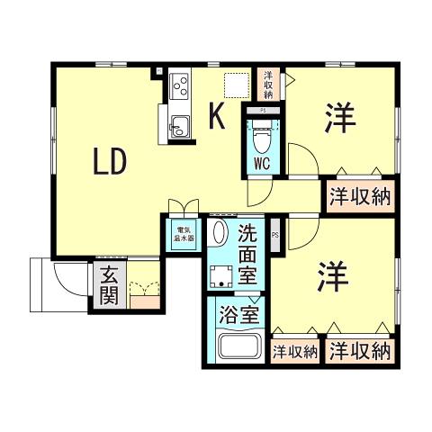 ソフィアコートA棟B棟(2LDK/1階)の間取り写真
