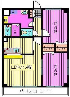 カサ・プリマヴェラ(2LDK/1階)の間取り写真