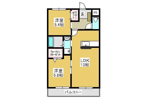 ロジュマンOSDII(2LDK/1階)の間取り写真
