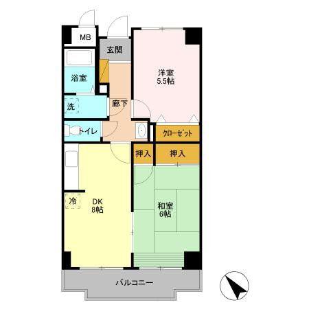グラースマロニエ(2DK/4階)の間取り写真