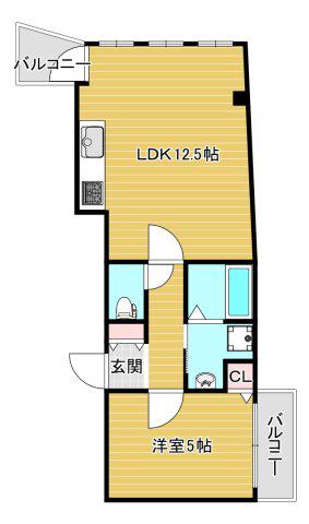 ダグラス鷹合(1LDK/2階)の間取り写真