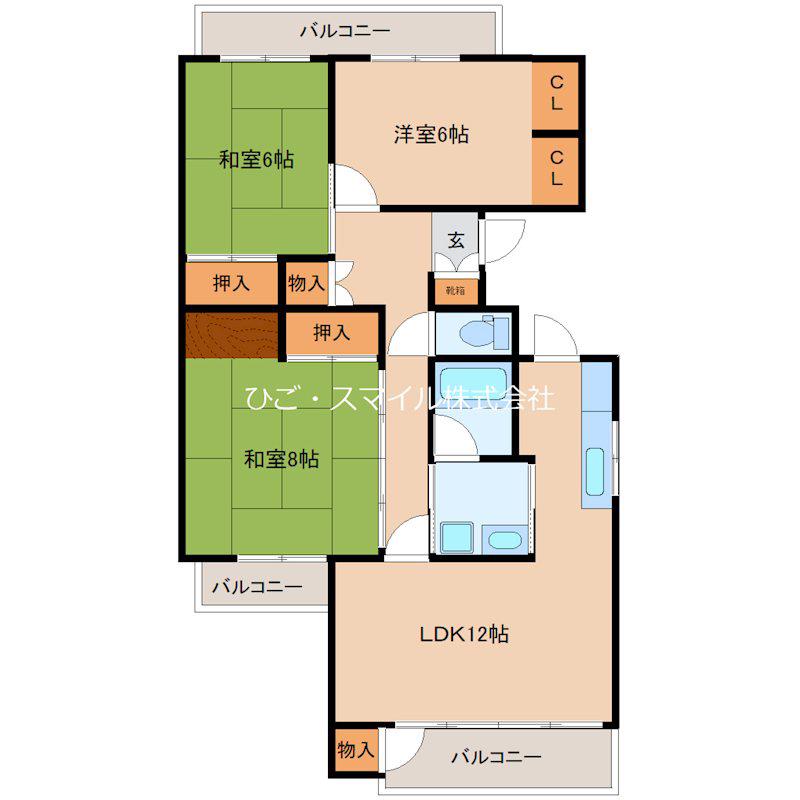 山城ビルA(3LDK/4階)の間取り写真