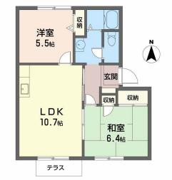 グリーンロードきた(2LDK/1階)の間取り写真