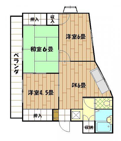 サンライフ明浜(3DK/3階)の間取り写真