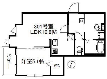 地下鉄七隈線 金山駅(福岡) 徒歩12分 3階建 新築(1LDK/3階)の間取り写真
