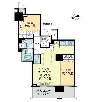 津田沼ザ・タワー(2LDK/24階)の間取り写真