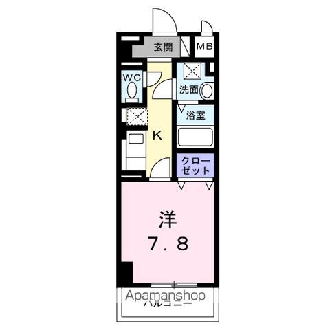 サンライズ 江平中町(1K/4階)の間取り写真