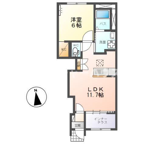 シャンテ(1LDK/1階)の間取り写真