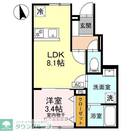 RELUXIA A(1LDK/1階)の間取り写真