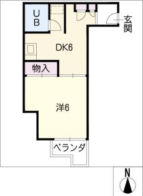 ハイライフ本山(1DK/2階)の間取り写真