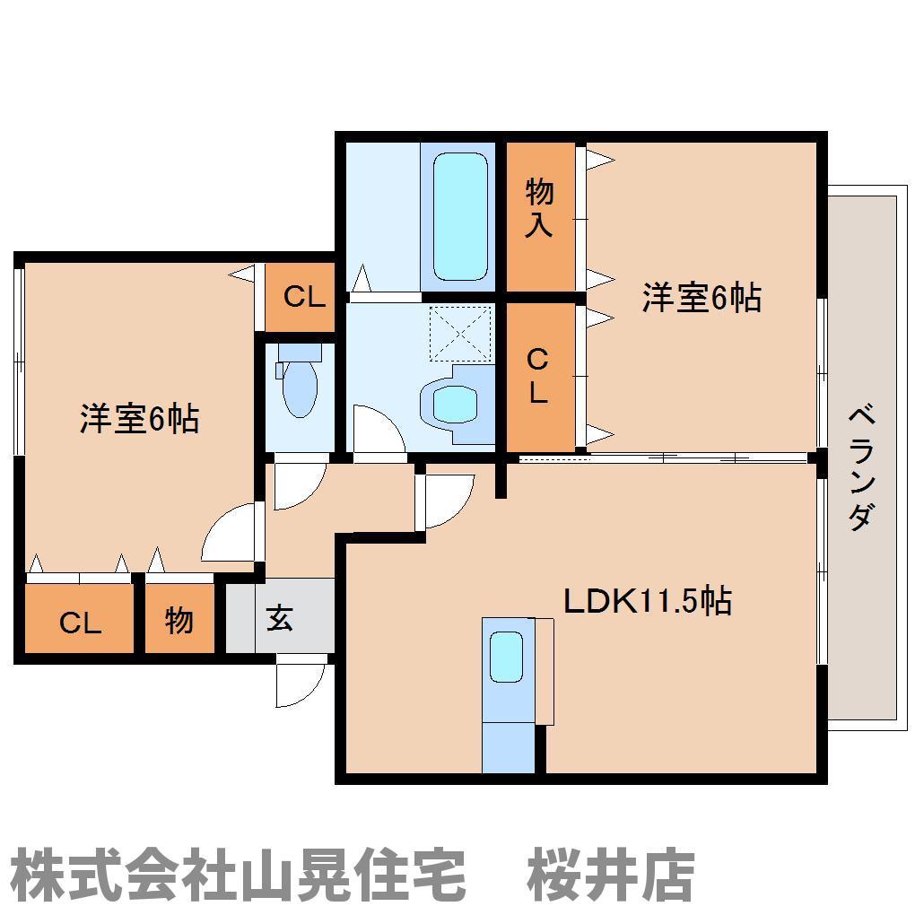 セレッソ パティオ(2LDK/2階)の間取り写真