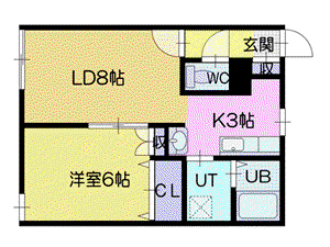 グランデュール2(1LDK/3階)の間取り写真