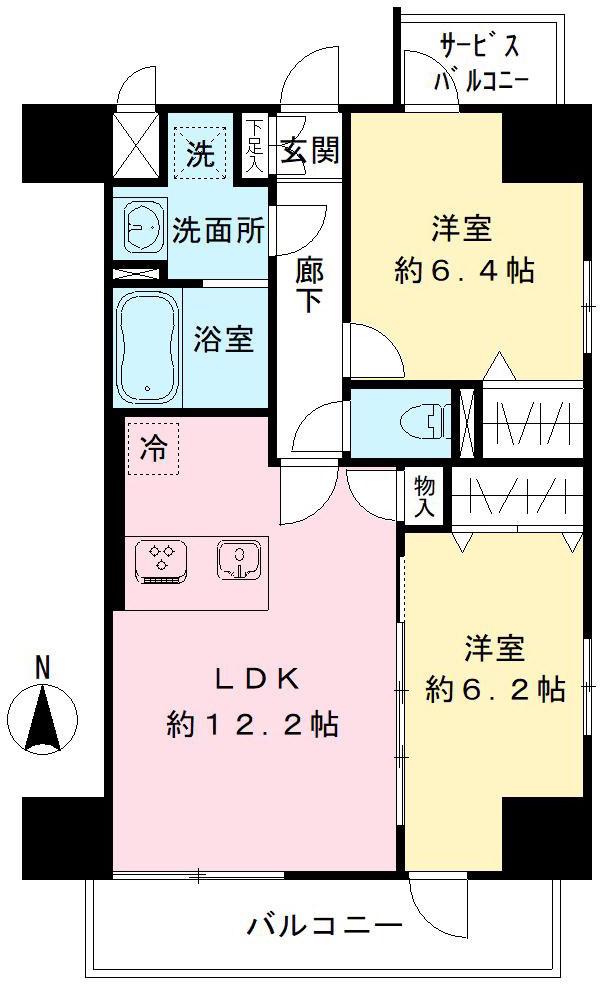 モンサラット府中(2LDK/4階)の間取り写真