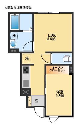 ラ・フォンターナ(1LDK/1階)の間取り写真