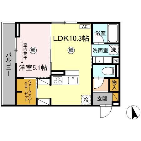 D‐INVEST東原A A(1LDK/3階)の間取り写真