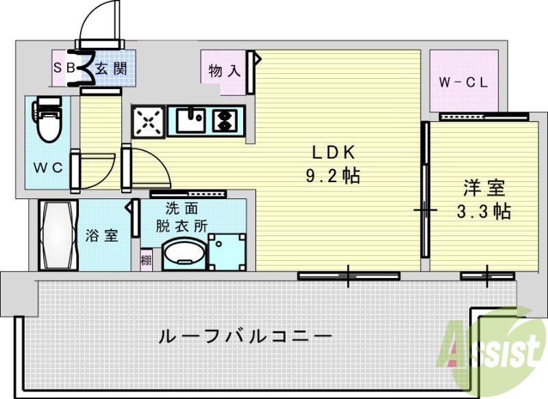 ソルテラスOSAKA御幣島(1LDK/7階)の間取り写真