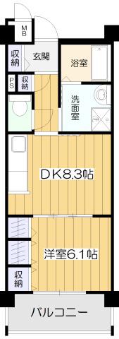 高優賃/アメニティコート伊丹南町(1DK/3階)の間取り写真