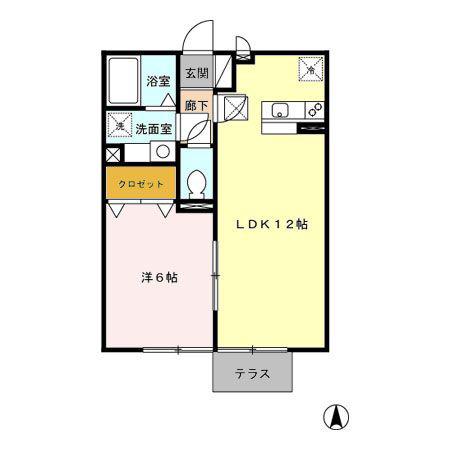 セントスクエアーA(1LDK/1階)の間取り写真