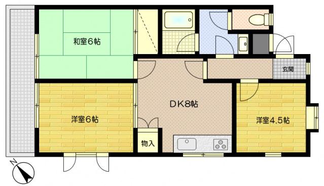 グリーンヒルズ佑和(3DK/2階)の間取り写真
