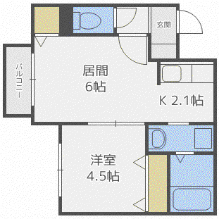フォートレス澄川(1LDK/2階)の間取り写真