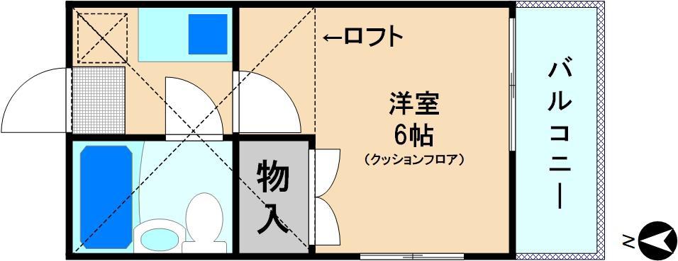 サンタミヤ(1K/2階)の間取り写真