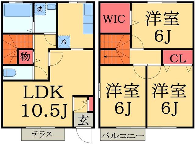ロイヤルパレス B(3LDK/1階)の間取り写真
