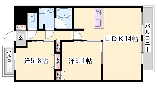 パークフォレスト(2LDK/4階)の間取り写真