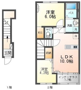 保原町アパート(2LDK/2階)の間取り写真