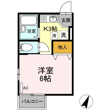 ヒルズ綱島(1K/1階)の間取り写真