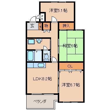 サンハイツ石田(3DK/3階)の間取り写真