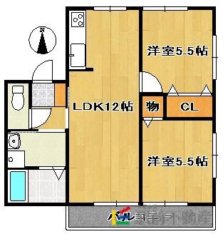 フィールド・オブ・ゴッドB(2LDK/1階)の間取り写真