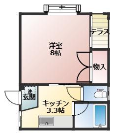 メリーハウス天神尾(1K/1階)の間取り写真