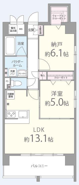 ドゥジーエム京橋(1SLDK/4階)の間取り写真