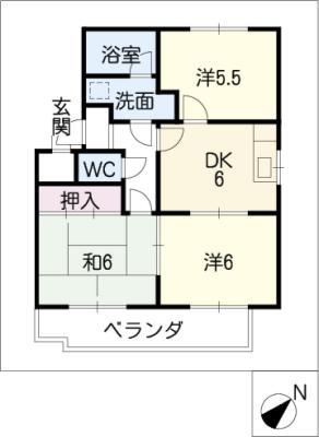 マンション宮浦(3DK/1階)の間取り写真