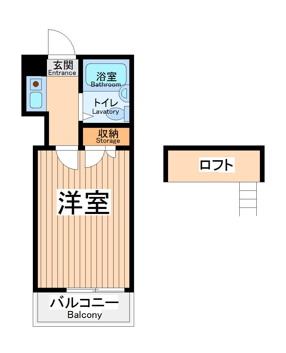 レオパレスハーモニーハイツ川崎(1K/1階)の間取り写真